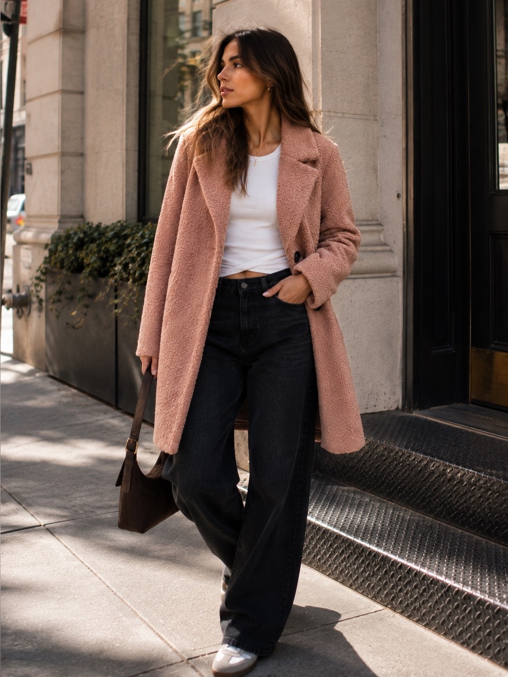 Old Navy Teddy Sherpa Long Coat Blush Pink XS